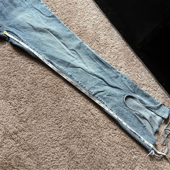 Fashion Nova All Tied Up Light Wash Blue Straight Leg Denim Jeans Size 13 - Picture 8 of 11